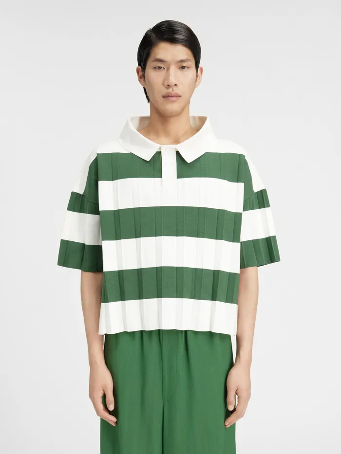 JACQUEMUS Knits Striped Pleated Polo Multigreen 8211 Men