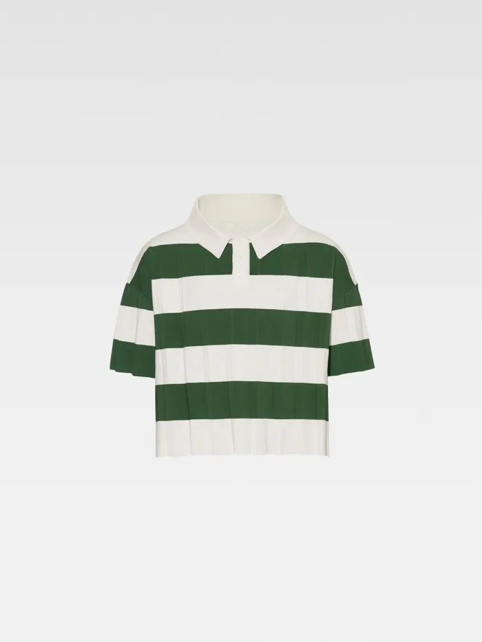 JACQUEMUS Knits Striped Pleated Polo Multigreen 8211 Men