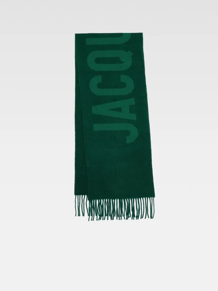 JACQUEMUS Scarves and Beanies Fringe Logo Scarf Dark Green 8211 Women