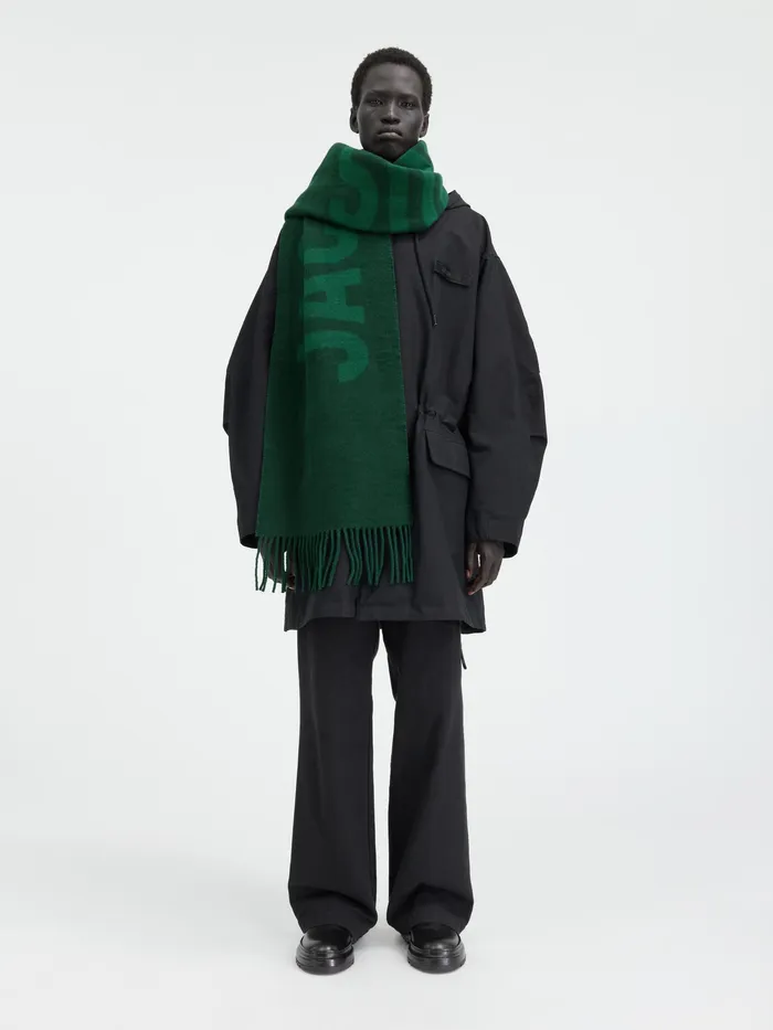 JACQUEMUS Scarves and Beanies Fringe Logo Scarf Dark Green 8211 Women