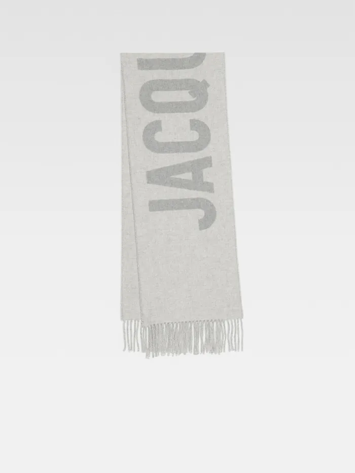 JACQUEMUS Scarves and Beanies Fringe Logo Scarf Grey 8211 Men