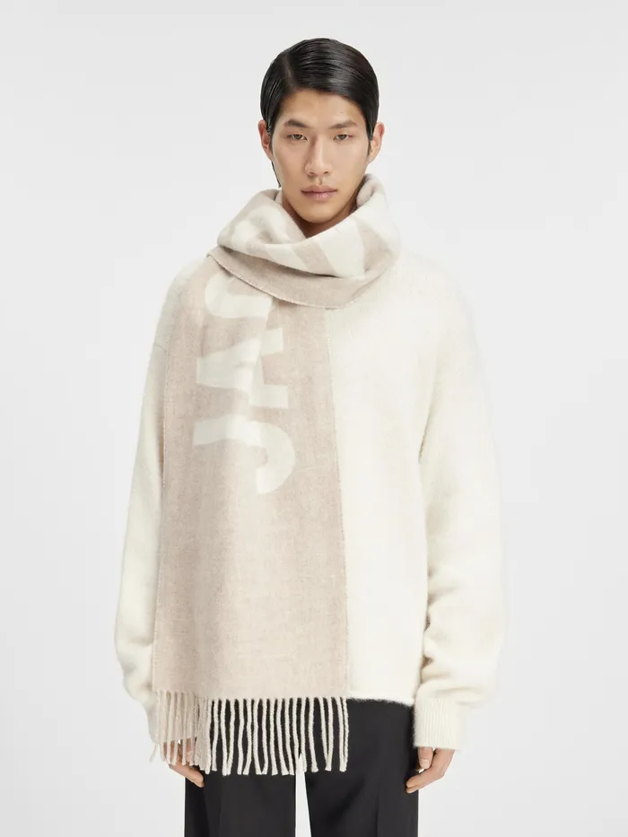 JACQUEMUS Scarves and Beanies Fringe Logo Scarf Multibeige 8211 Men
