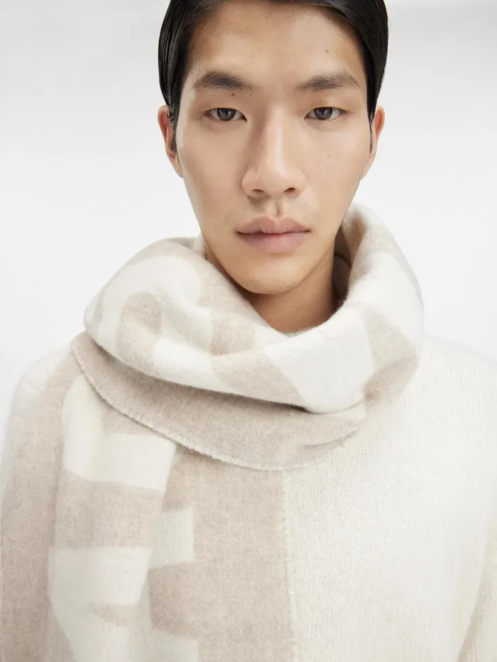 JACQUEMUS Scarves and Beanies Fringe Logo Scarf Multibeige 8211 Men
