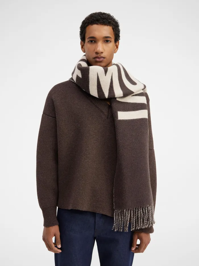 JACQUEMUS Scarves and Beanies Fringe Logo Scarf Multi Brown 8211 Men