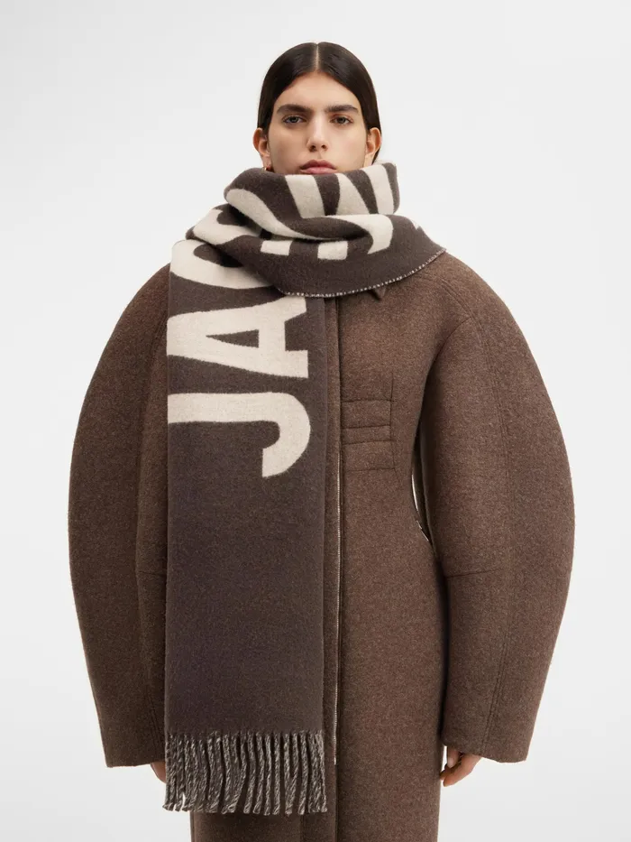 JACQUEMUS Scarves and Beanies Fringe Logo Scarf Multi Brown 8211 Men