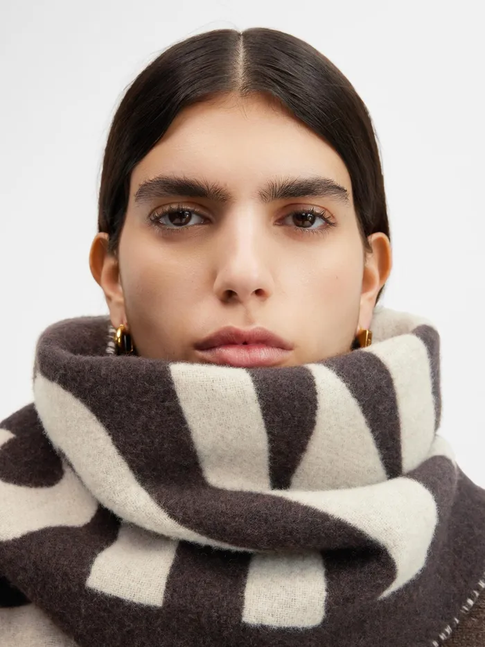 JACQUEMUS Scarves and Beanies Fringe Logo Scarf Multi Brown 8211 Men