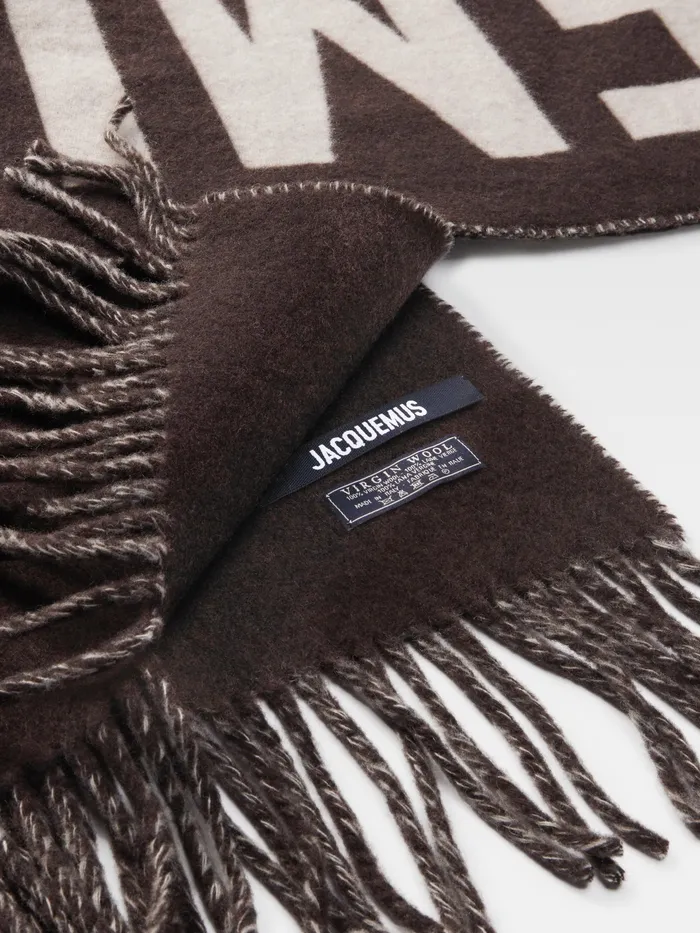 JACQUEMUS Scarves and Beanies Fringe Logo Scarf Multi Brown 8211 Men