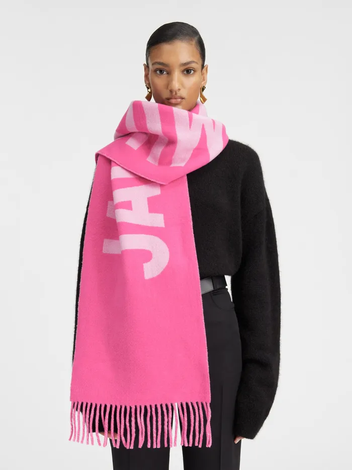 JACQUEMUS Scarves and Beanies Fringe Logo Scarf Multipink 8211 Men