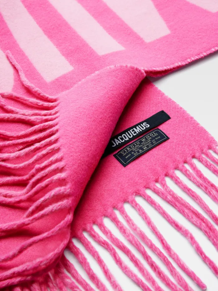 JACQUEMUS Scarves and Beanies Fringe Logo Scarf Multipink 8211 Women