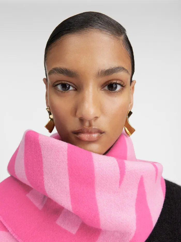 JACQUEMUS Scarves and Beanies Fringe Logo Scarf Multipink 8211 Women