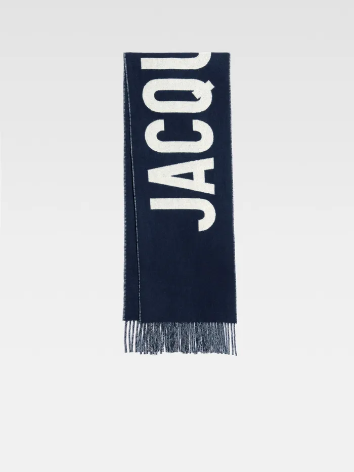 JACQUEMUS Scarves and Beanies Fringe Logo Scarf Navy 8211 Men
