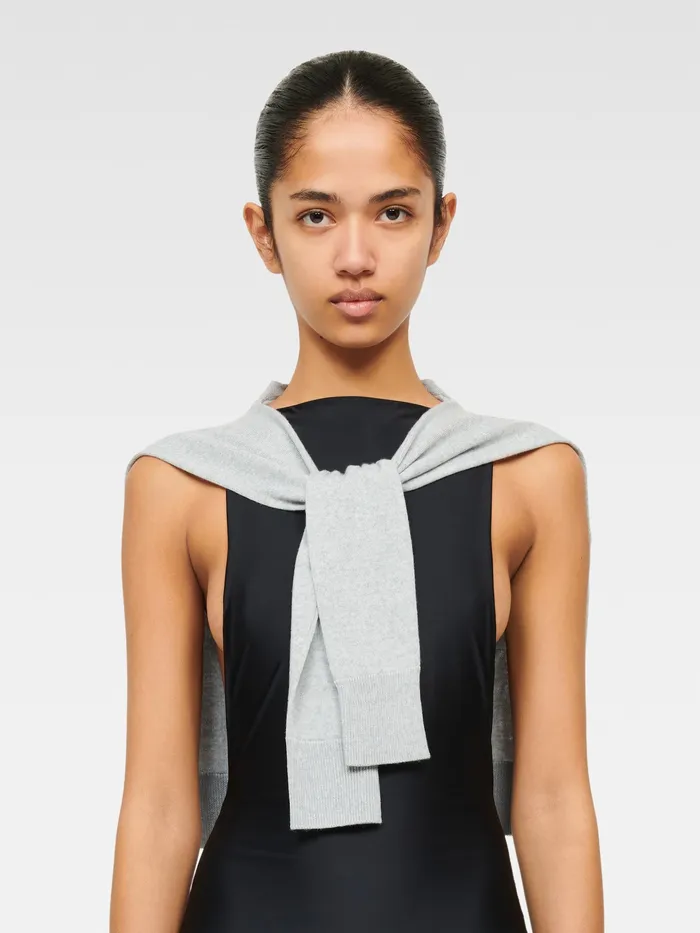 JACQUEMUS Scarves and Beanies Scarf To Knot With A Trompe L039oeil Appearance 8211 S224 Show Invitation Grey 8211 Women