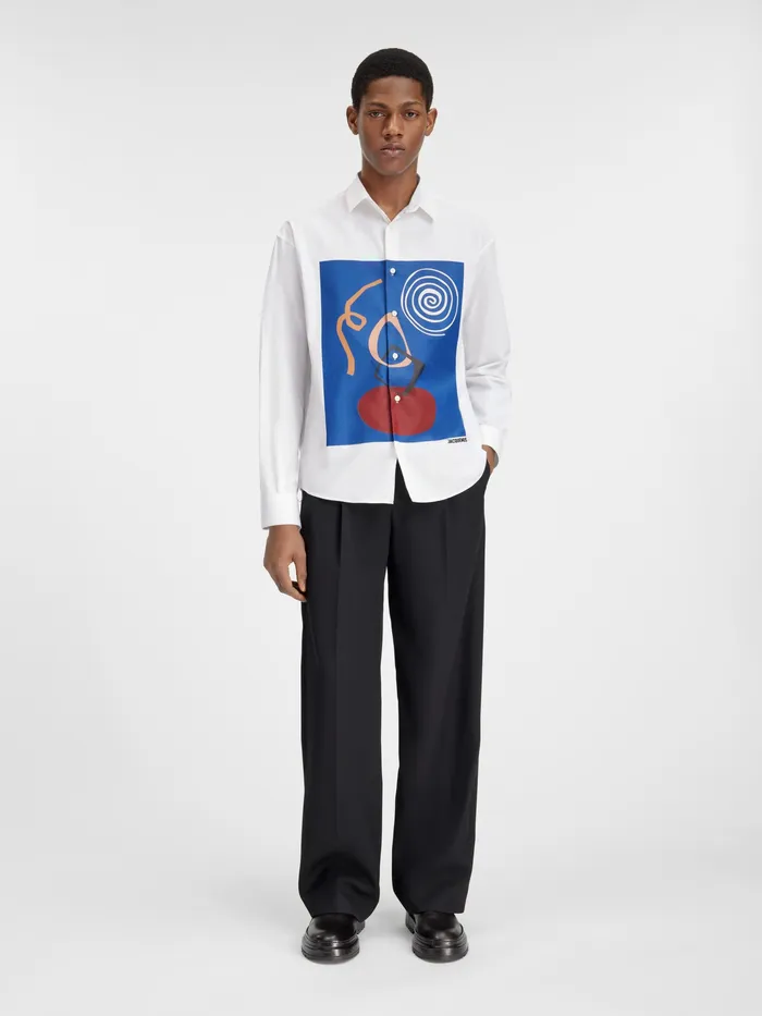 JACQUEMUS Shirts Arty Paint Shirt Whitenavy Arty Painting 8211 Men