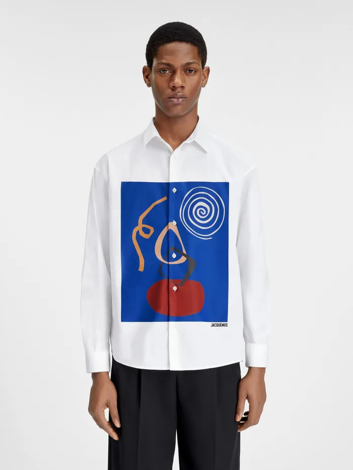 JACQUEMUS Shirts Arty Paint Shirt Whitenavy Arty Painting 8211 Men
