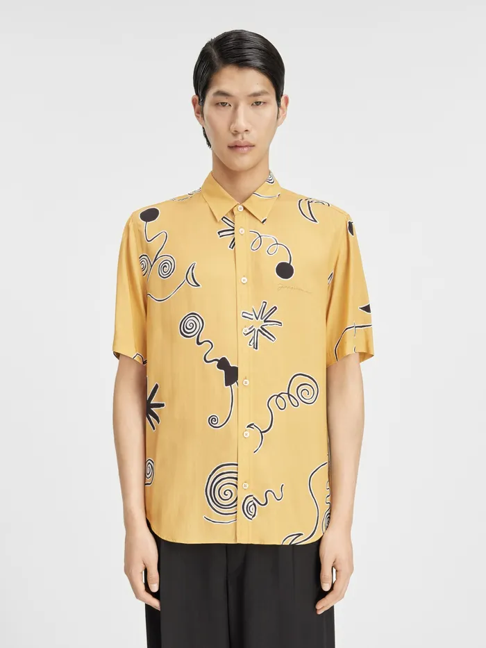 JACQUEMUS Shirts Arty Spiral Print ShortSleeve Shirt Arty Spiral Blackorange 8211 Men