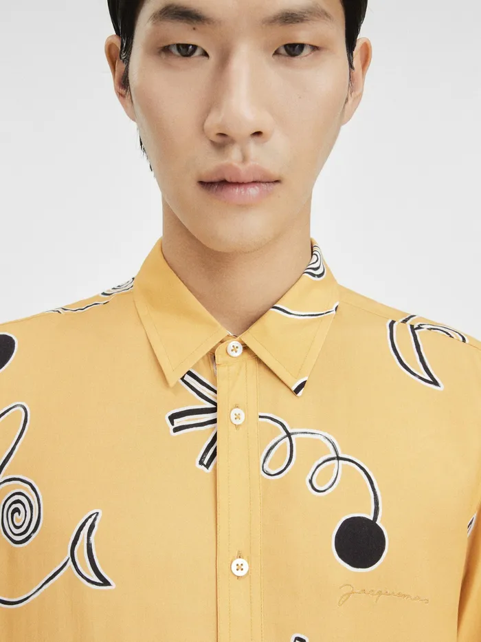 JACQUEMUS Shirts Arty Spiral Print ShortSleeve Shirt Arty Spiral Blackorange 8211 Men