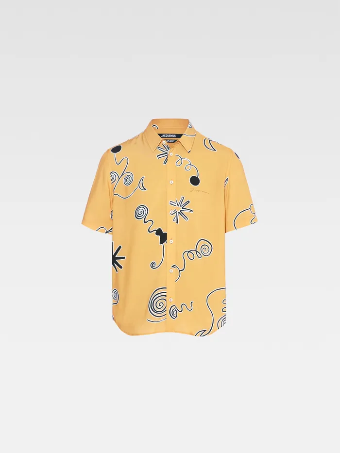 JACQUEMUS Shirts Arty Spiral Print ShortSleeve Shirt Arty Spiral Blackorange 8211 Men