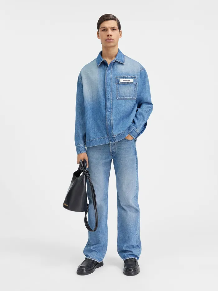 JACQUEMUS Shirts Boxy Denim Shirt Bluetabac 2 8211 Men