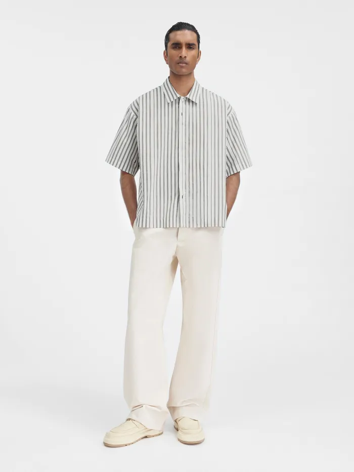 JACQUEMUS Shirts Boxy Short Sleeved Shirt Print Beige Strip 8211 Men