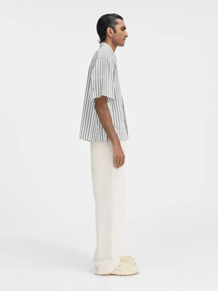 JACQUEMUS Shirts Boxy Short Sleeved Shirt Print Beige Strip 8211 Men