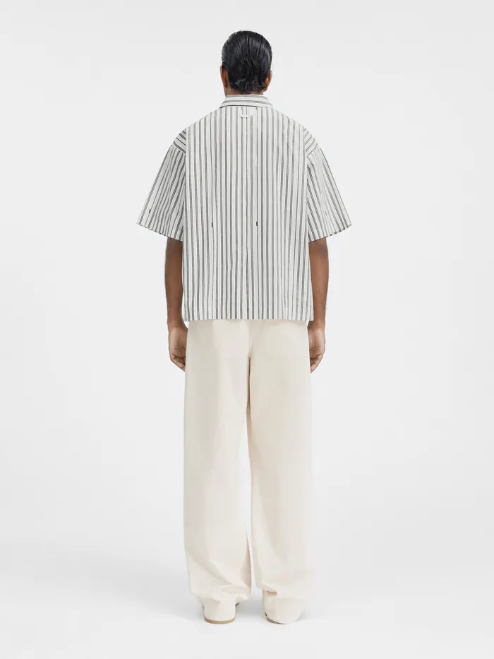 JACQUEMUS Shirts Boxy Short Sleeved Shirt Print Beige Strip 8211 Men