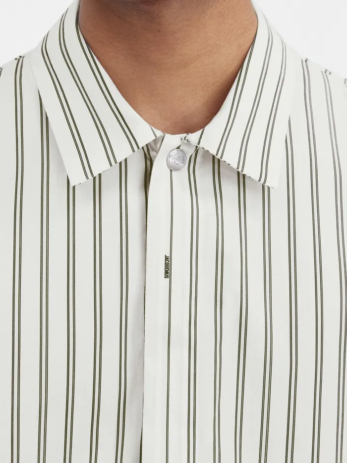 JACQUEMUS Shirts Boxy Short Sleeved Shirt Print Beige Strip 8211 Men