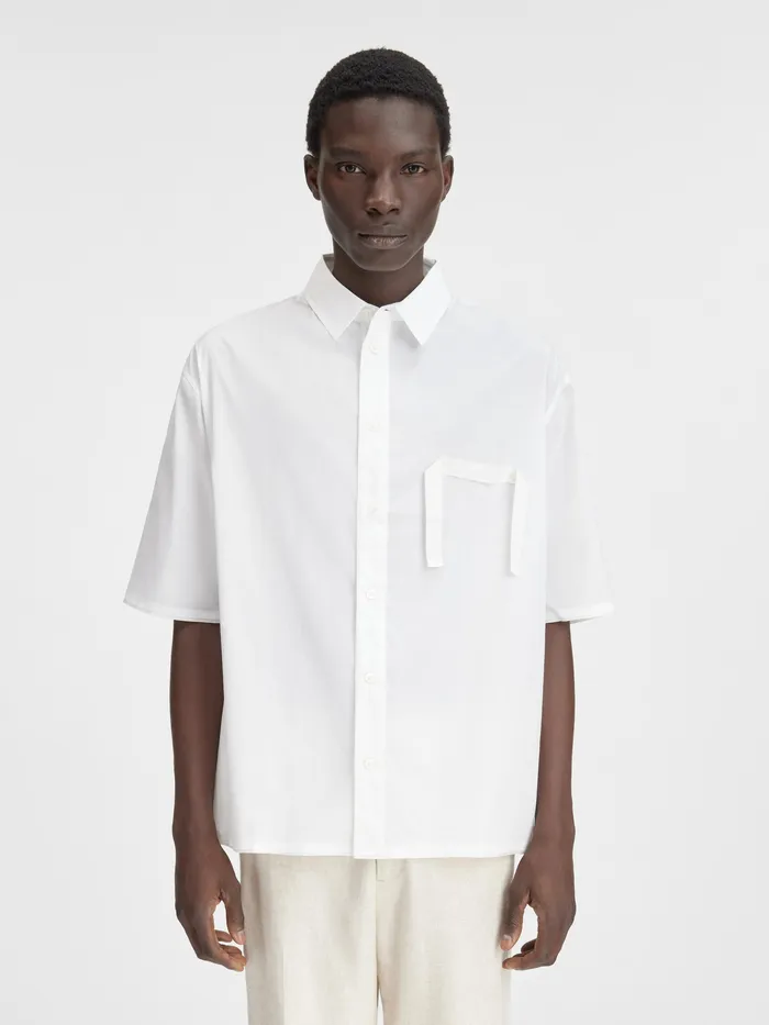 JACQUEMUS Shirts Grosgrain Logo Short Sleeve Shirt White 8211 Men