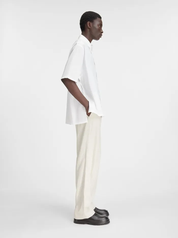 JACQUEMUS Shirts Grosgrain Logo Short Sleeve Shirt White 8211 Men