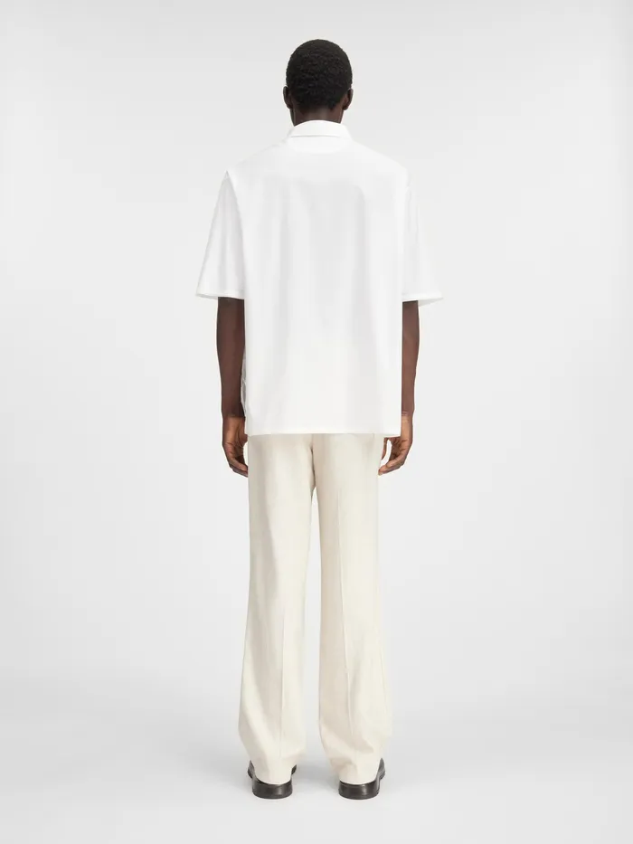 JACQUEMUS Shirts Grosgrain Logo Short Sleeve Shirt White 8211 Men