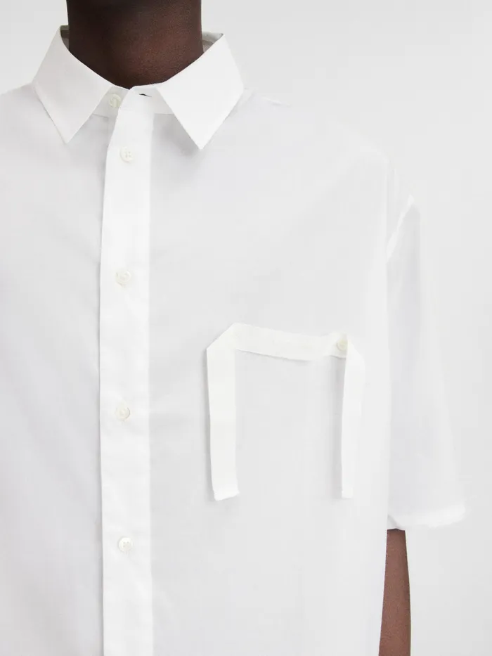 JACQUEMUS Shirts Grosgrain Logo Short Sleeve Shirt White 8211 Men