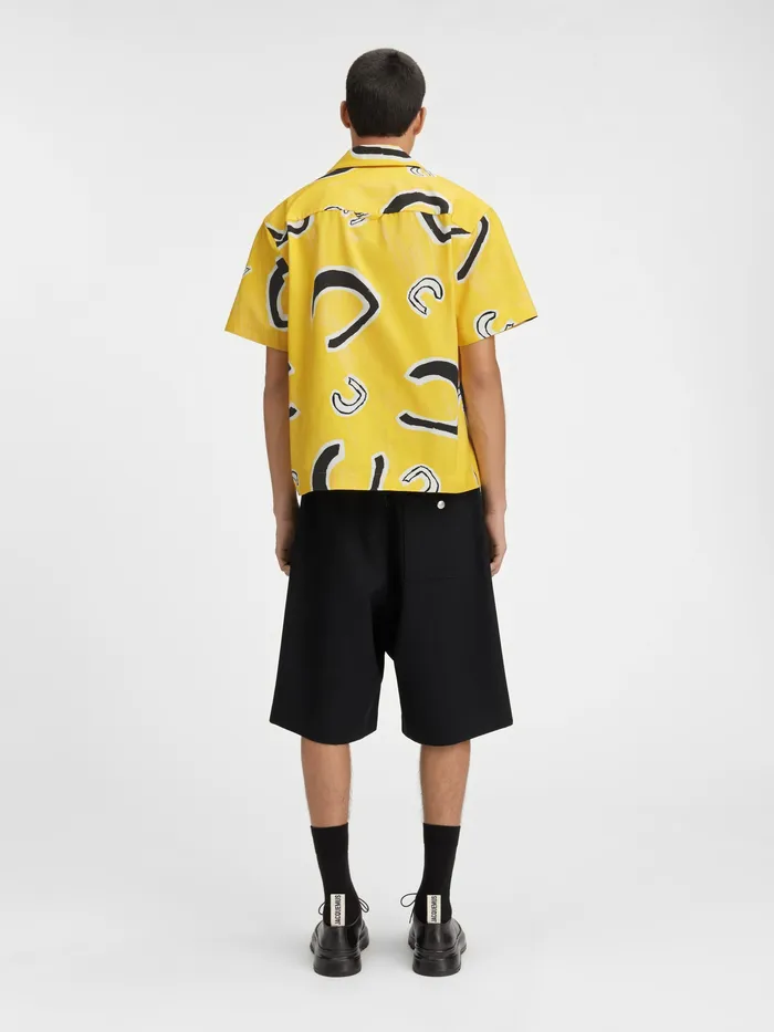 JACQUEMUS Shirts Monogram Bowling Shirt Monogramme Black Yellow 8211 Men