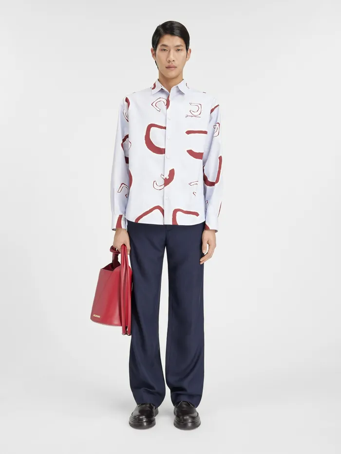 JACQUEMUS Shirts Monogram Shirt Monograme Red Light Blue 8211 Men