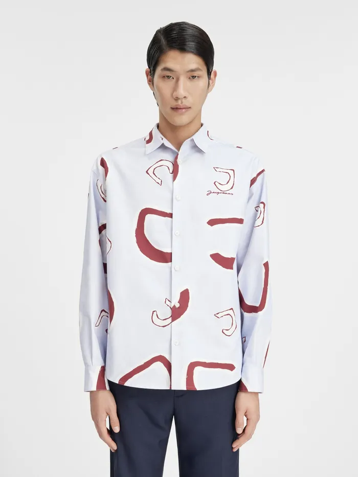 JACQUEMUS Shirts Monogram Shirt Monograme Red Light Blue 8211 Men