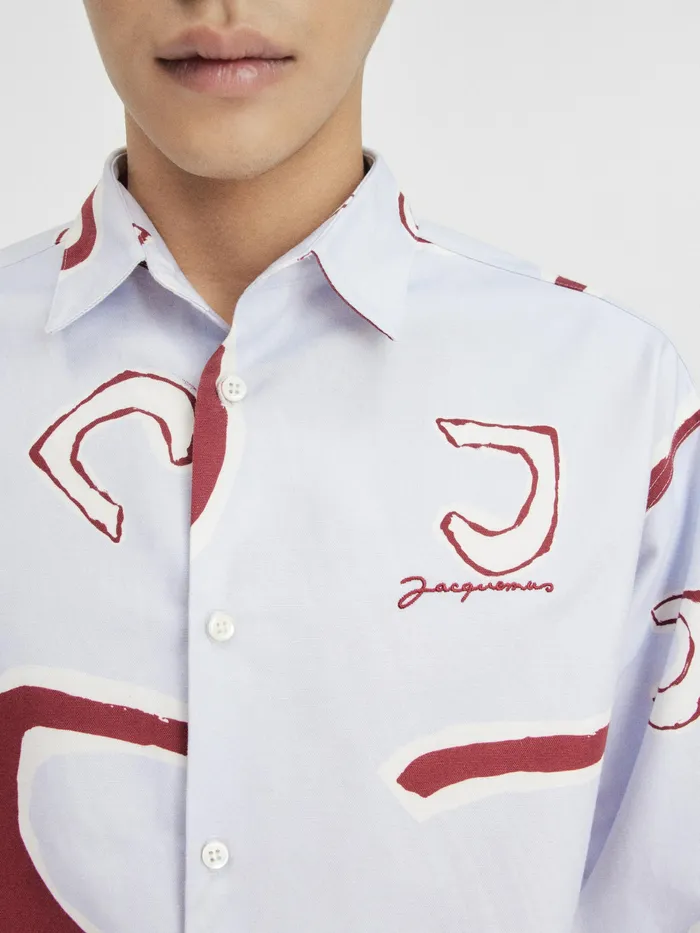 JACQUEMUS Shirts Monogram Shirt Monograme Red Light Blue 8211 Men