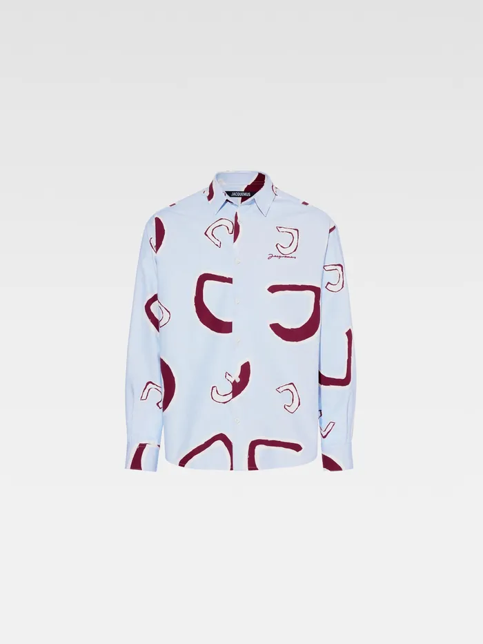 JACQUEMUS Shirts Monogram Shirt Monograme Red Light Blue 8211 Men