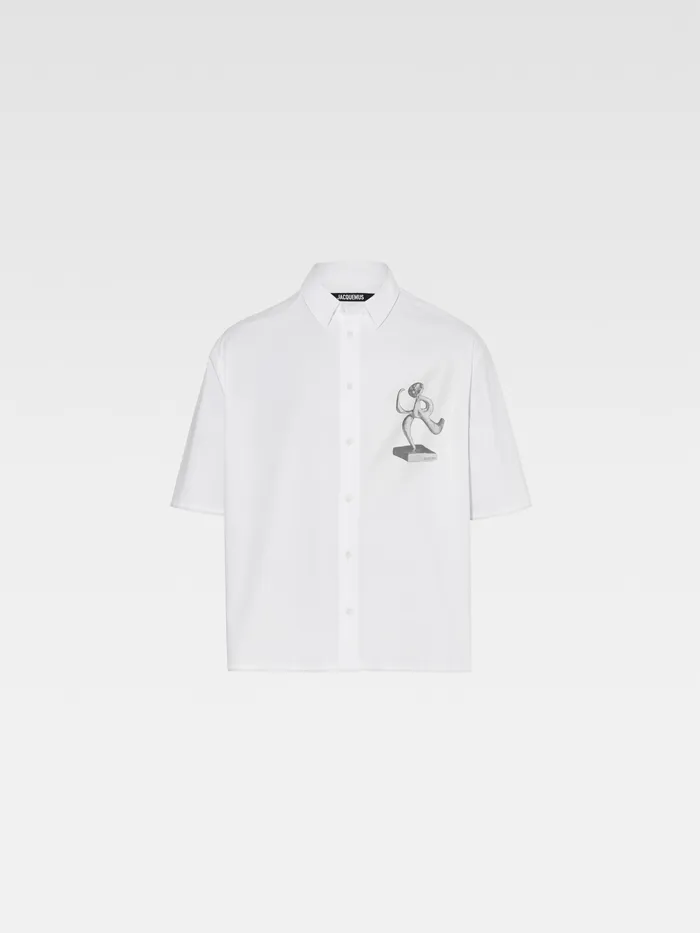 JACQUEMUS Shirts Organic Sculpture ThreeQuarterSleeve Shirt Blackwhite Organic Statu 8211 Men