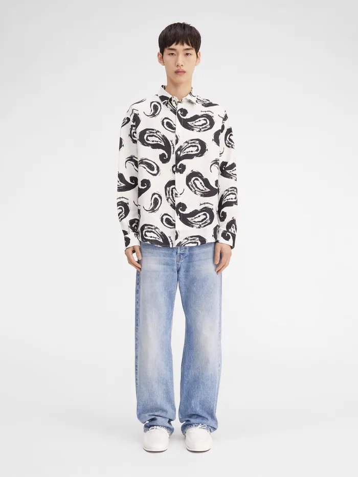 JACQUEMUS Shirts Painted Paisley Shirt Print Whiteblack Paisley 8211 Men