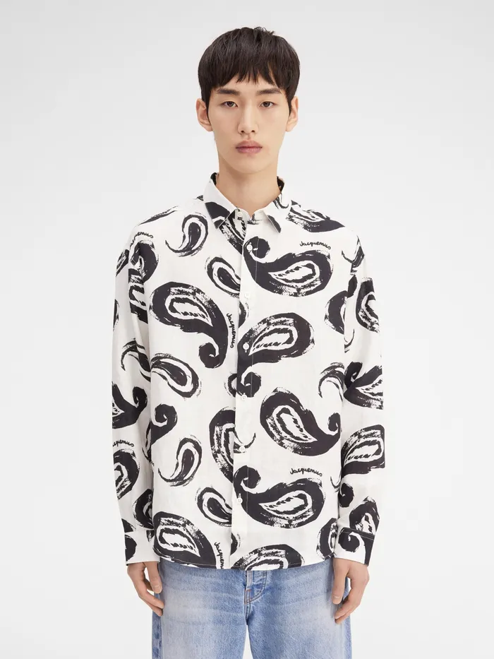 JACQUEMUS Shirts Painted Paisley Shirt Print Whiteblack Paisley 8211 Men