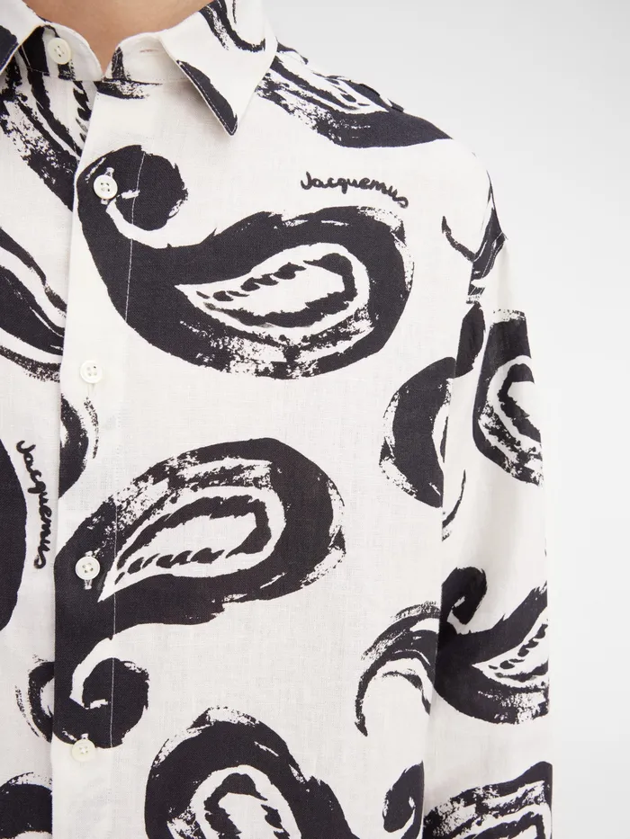 JACQUEMUS Shirts Painted Paisley Shirt Print Whiteblack Paisley 8211 Men