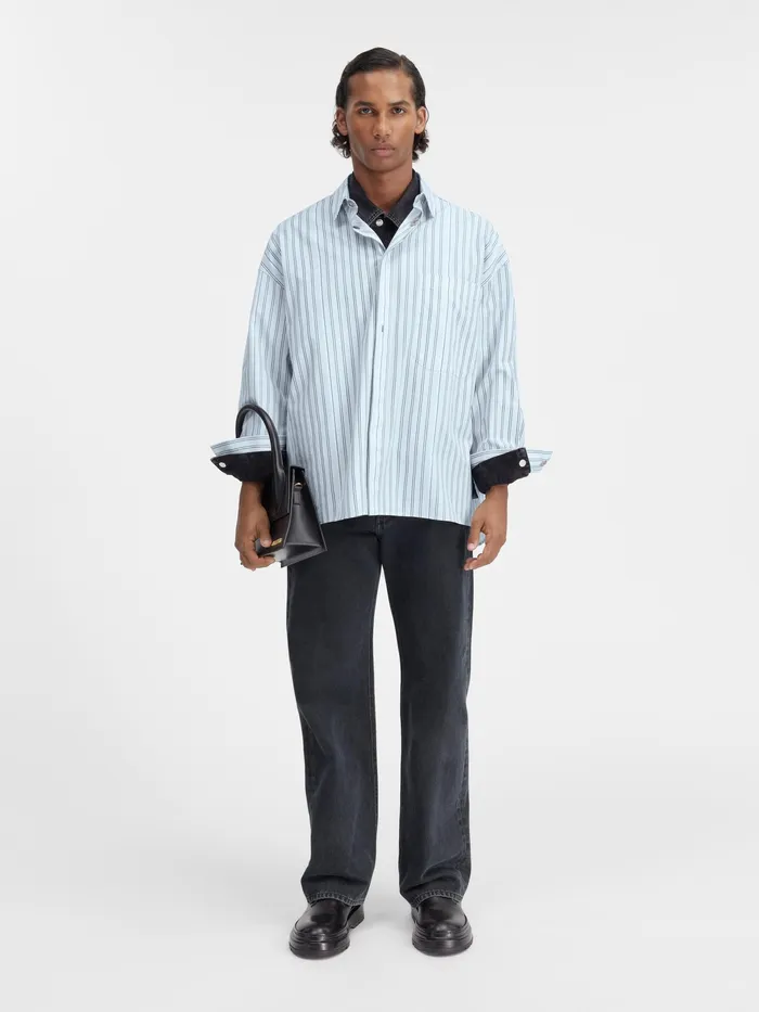 JACQUEMUS Shirts Patch Pocket Shirt Pint Blue Stripe 8211 Men