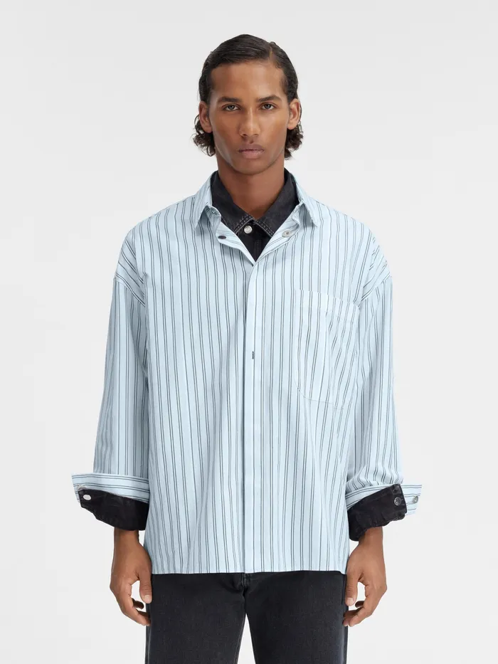 JACQUEMUS Shirts Patch Pocket Shirt Pint Blue Stripe 8211 Men