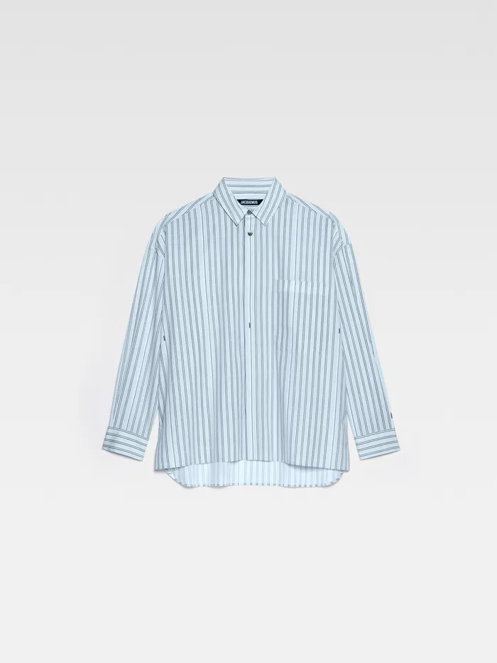 JACQUEMUS Shirts Patch Pocket Shirt Pint Blue Stripe 8211 Men