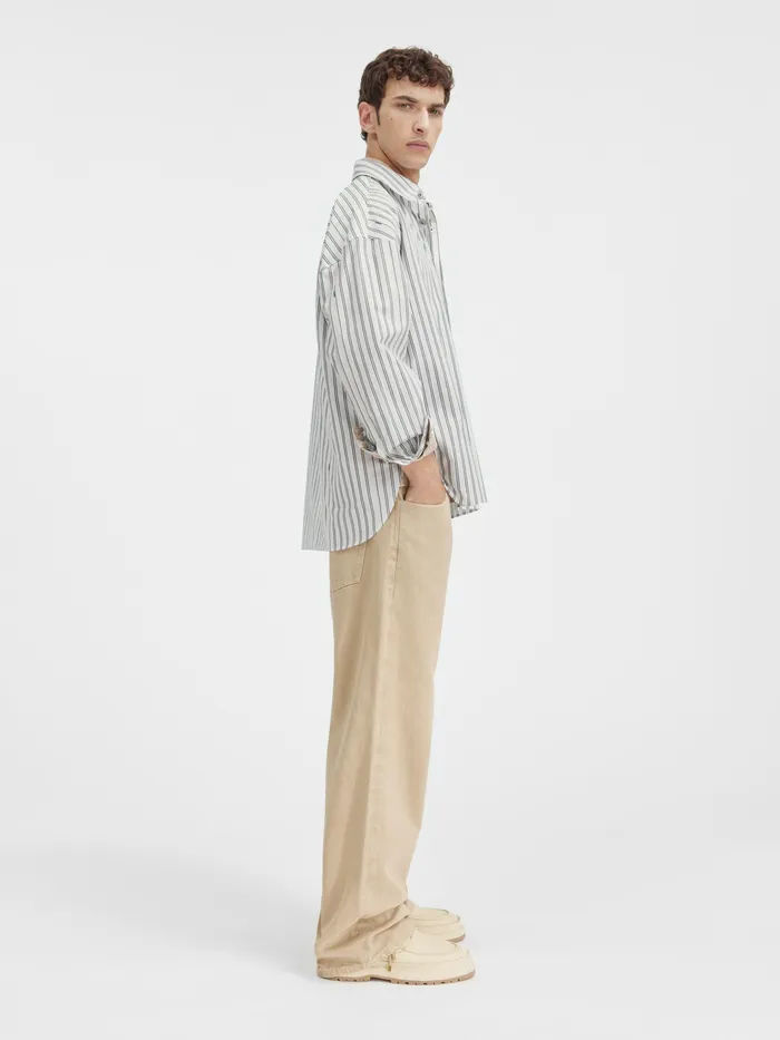 JACQUEMUS Shirts Patch Pocket Shirt Print Beige Strip 8211 Men