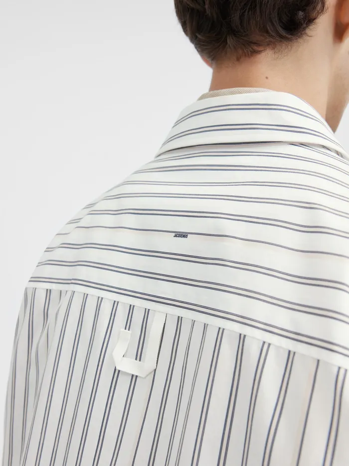 JACQUEMUS Shirts Patch Pocket Shirt Print Beige Strip 8211 Men