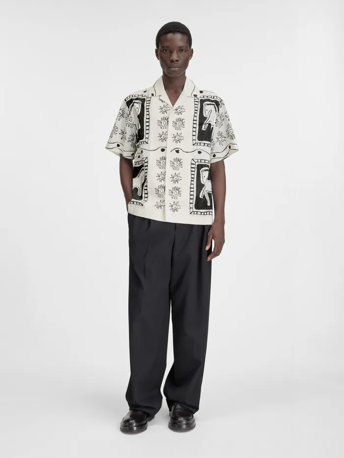JACQUEMUS Shirts Printed Bowling Shirt Print Frise Horse Black White 8211 Men