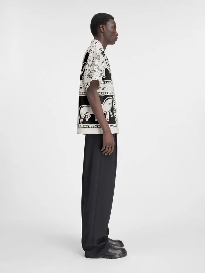 JACQUEMUS Shirts Printed Bowling Shirt Print Frise Horse Black White 8211 Men