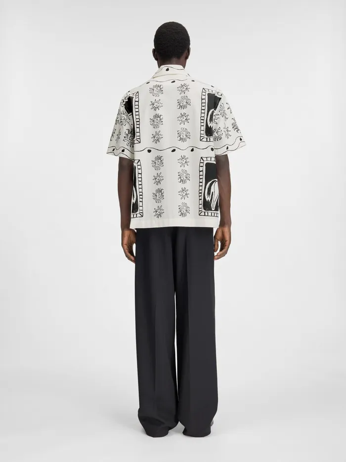 JACQUEMUS Shirts Printed Bowling Shirt Print Frise Horse Black White 8211 Men