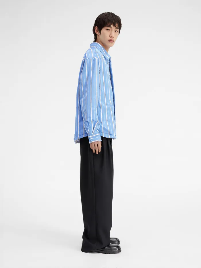 JACQUEMUS Shirts Puffed Overshirt Blue Stripes 8211 Men