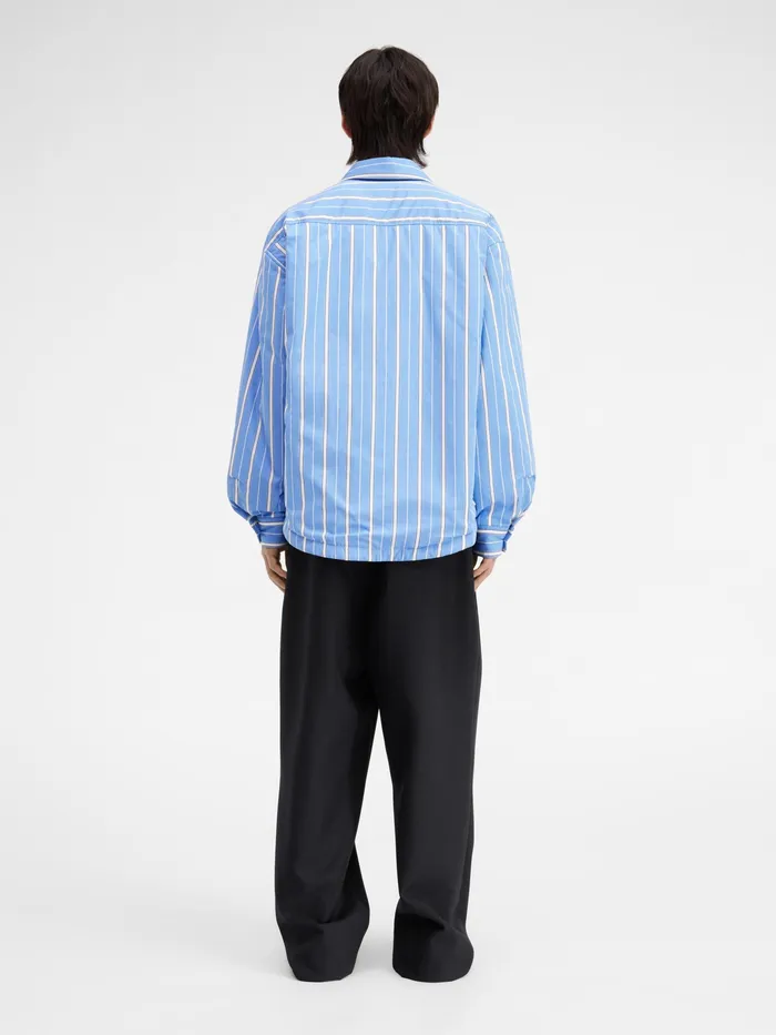 JACQUEMUS Shirts Puffed Overshirt Blue Stripes 8211 Men