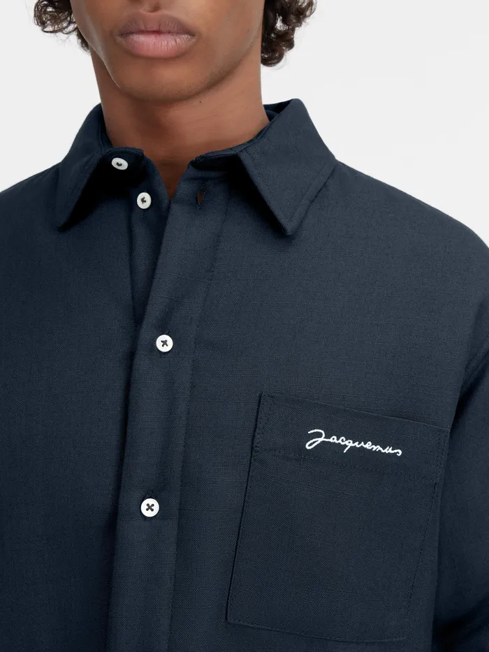 JACQUEMUS Shirts Puffed Overshirt Dark Navy 8211 Men